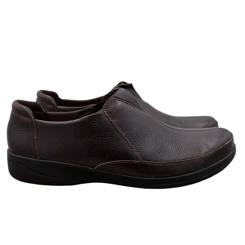Clarks Cheyn Bow Womens 9.5 W Brown Leather Slip On Loafers 26136771